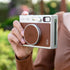JJC Retro Leather Lens Cap for Fujifilm Instax Mini EVO, Brown Aluminum Anti-Dust Anti-Scratches Lightweight Camera