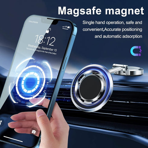 Magnetic Car Phone Holder for MagSafe, 360° Adjustable Magnetic Mount, Compact Design for iPhone 14 13 12 Pro Max Plus