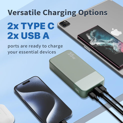 NOBIS 20000mAh 35W Pack Portable Charger, Power Bank, Power Bank Fast Charging, Battery with C to C Cable, Battery Bank