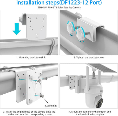 Koroao RBX-S73 2K Gutter Mount Compatible with SEHMUA Solar Security Camera, for SEHMUA Solar Security Cameras Wireless
