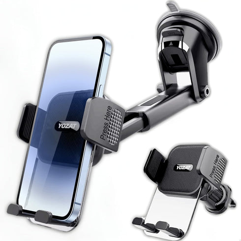 YOZAT [2026 Upgraded Military-Grade Car Phone Holder Mount Ultra-Stable Clamp Grip, 3-in-1 Dashboard/Windshield/Air