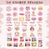 50 Pink Vision Board Stickers - Pcs Cute Aesthetic Travel Planner Scrapbooking Supplies Kit for Adults Women