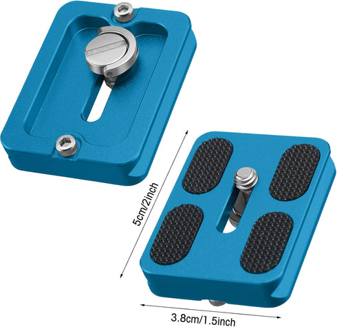 Frienda 2 1/4''-20 Head(Blue,Pu50) Pieces Metal Quick Release Plate with Camera Screw Tripod Mount Plate Fits Standard
