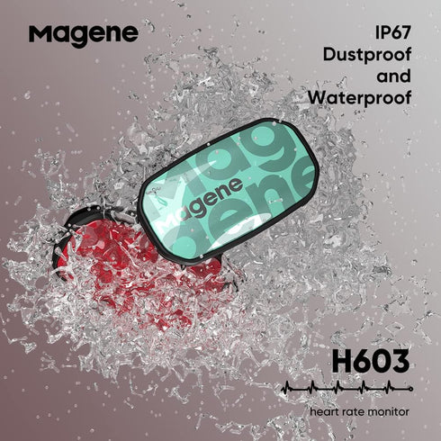 Magene H603 Chest Strap Heart Rate Monitor, ANT+ and Bluetooth Compatible, Fully Adjustable Strap for iPhone & Android