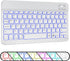 OMOTON Bluetooth Keyboard, Wireless Rechargeable Keyboard for iPad with Illuminated LED - White