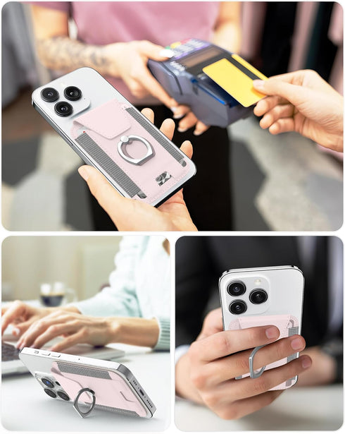 Magnetic Wallet with Card Holder, Compatible with Mag-Safe, Leather Card Holder Wallet with Phone Ring for iPhone