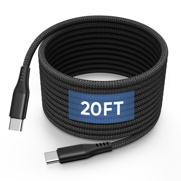 20FT USB C to USB C Cable 60W, Extra Long Type C Charger Fast Charging Cord for Galaxy/iPad Pro/MacBook