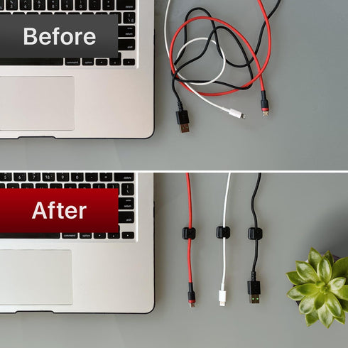 Magnetic Cable Holders X-Protector 6 PCS - Premium Self-Adhesive Cable Clips for Car and Desk Cord Management (Black)
