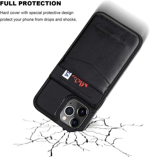 KIHUWEY iPhone 12 Pro Max Case Wallet with Credit Card Holder, Premium Leather Magnetic Clasp Kickstand Cover (Black)