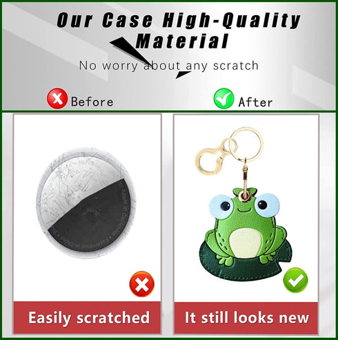 Leather Keychain Holder Case Compatible with Apple AirTag, Cute Protective Cover with Keychain Ring, Anti-Scratch