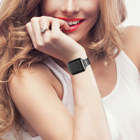 OULUCCI Compatible Apple Watch Bands for Women, 2024-Series 10, 42mm 41mm 40mm 38mm, D-Shape Stainless Steel Strap in