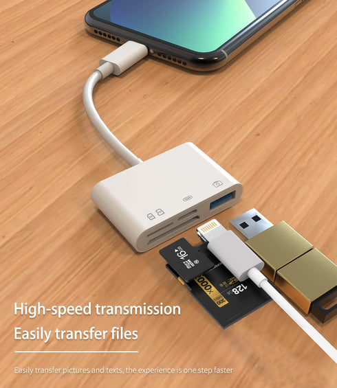 SD Card Reader for iPhone Dongle (2Pack), Lightning to USB Micro SD TF Charger Cable OTG Adapter for iPhone 14/13/12/11