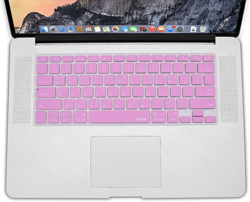 XSKN Korean Language Pink Silicone Keyboard Skin Cover for 2015 and Before Released MacBook Air 13"