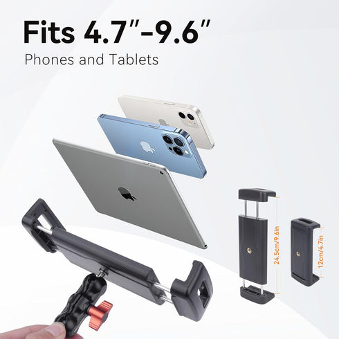 Mechrig 2-in-1 4.7-9.6" 12.9, #812002 Phone and Tablet Tripod Mount Adapter, Universal Tablet Phone Holder Adapter