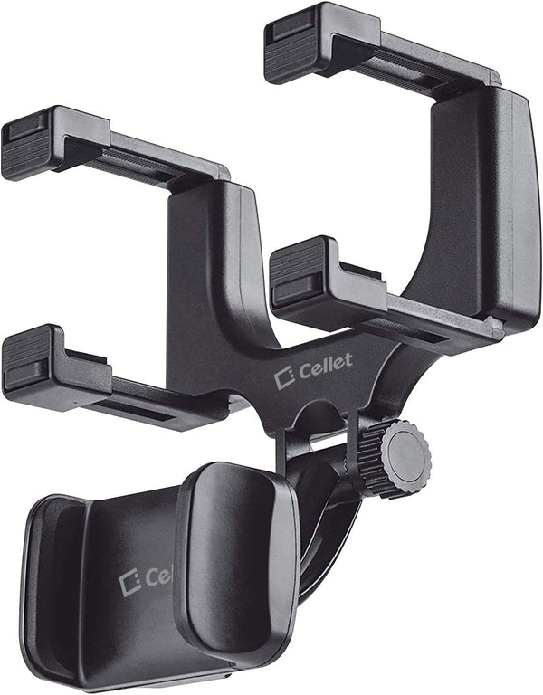 Cellet Vehicle Rear View Mirror Phone Holder Mount Universal Smartphone Cradle Compatible with iPhone Samsung