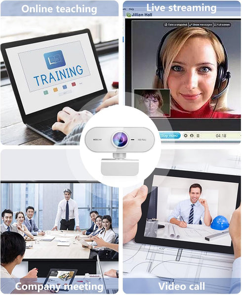 FWV 1080P Webcam HD,Web cam with Microphone, Noise Cancellation, Wide-Angle Lens, Auto Light Correction, Plug & Play