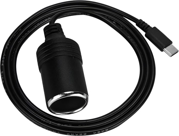 MeetUs 12V USB Type-C Male Plug to Car Cigarettes Adapter Female Socket PD