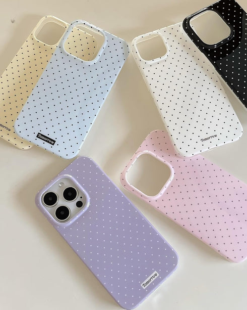 inewateri 13/iPhone 14 13/14-White Compatible with iPhone Case with Cute Fashion Polka Dot Aesthetics Design Simple