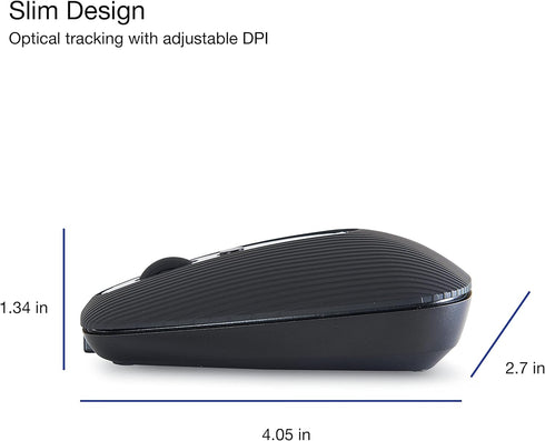 Verbatim Rechargeable Multi-Device Bluetooth 5.0 USB 2.4Ghz Wireless Optical Mouse with Adjustable DPI, Black 70755