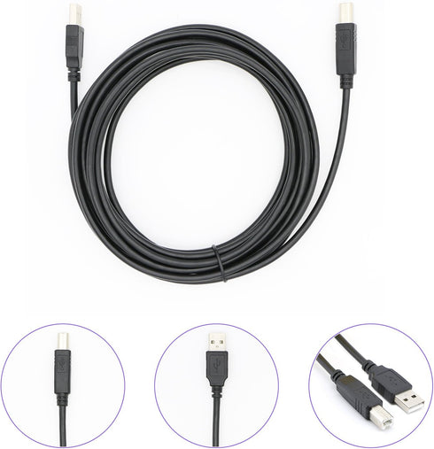 USB 2.0 A Male to B Male Cable for Printer Scanner - 25 Feet