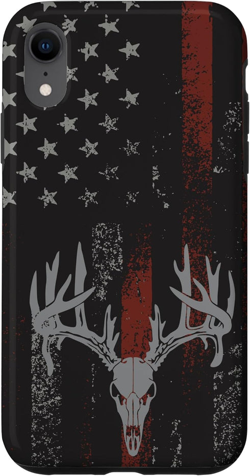 iPhone XR American Flag Whitetail Deer Buck Hunting USA FLAG Hunter Case