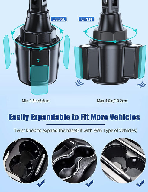 Wireless Car Charger, MOKPR 15W/10W/7.5W Cup Holder Phone Mount, Auto Clamping Fast Charging for iPhone & Samsung