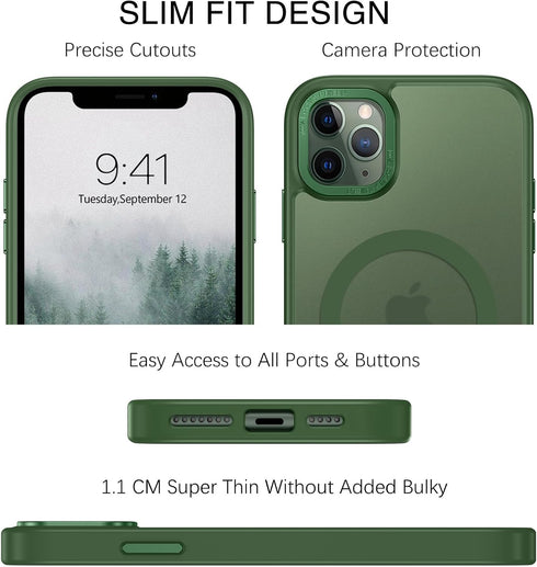 BENTOBEN iPhone 11 Pro Max Case - Dark Green, Translucent Matte, Shockproof, MagSafe Compatible, 6.5" Protective Cover.