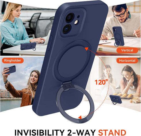 Vanxiliiy 12 12 6.1" Compatible with iPhone Case with Stand, Slim Premium Liquid Silicone Phone Cases for iPhone