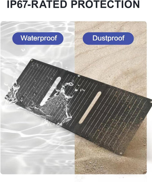21W Portable Solar Panel, Foldable Charger, IP67 Waterproof for Camping, Hiking, Ultra-Fast Solar Phone Charger