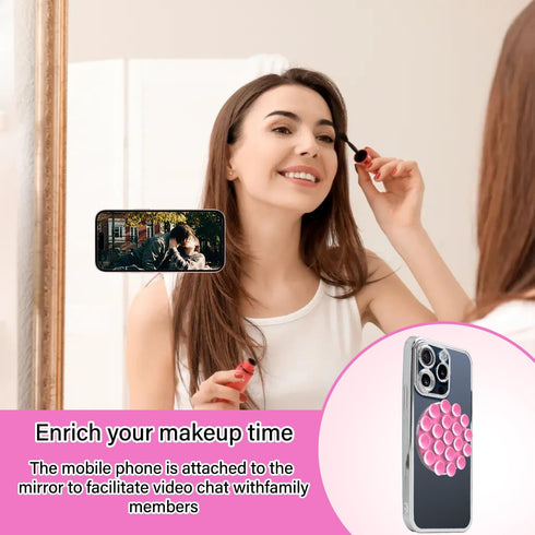 Silicone Suction Phone Case, Magnetic Phone Mount for iPhone and Android, Mirror Shower Phone Holder, Rose Pink