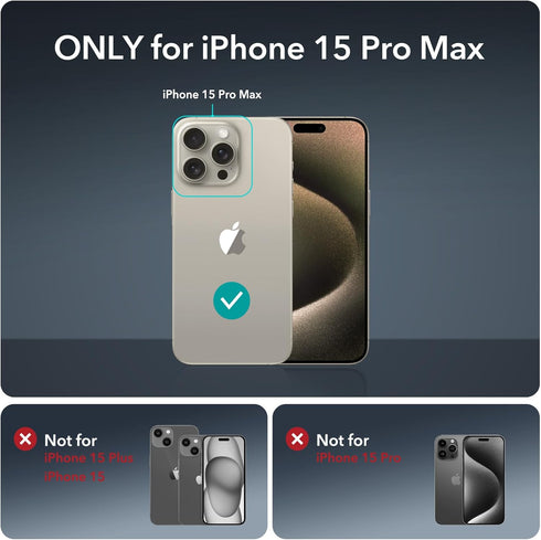 ESR for iPhone 15 Pro Max Case Set, 1 Set Individual Lens Protectors, Compatible with MagSafe Phone Case, Full-Coverage Military-Grade Protection, Scratch Resistant, Armor Series,Clear