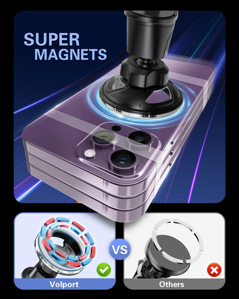 Magnetic Phone Holder for Car, for Magsafe Car Mount with Stable Air Vent Hook Clip, Strong Magnet for iPhone