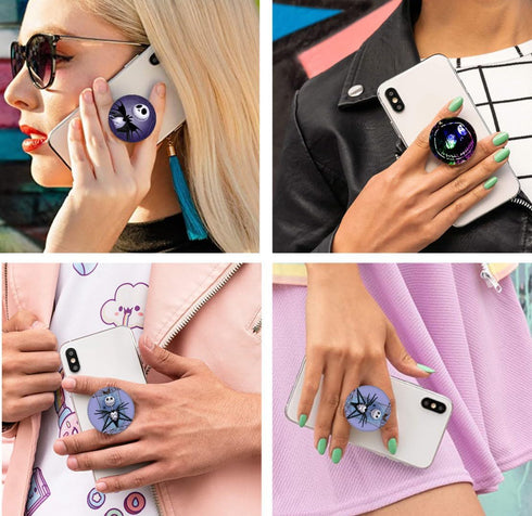 3 Pack/Multifunction Cell Phone Grip Holder and Stand, Cute Purple Black Cartoon Character Foldable Kickstand for Phone