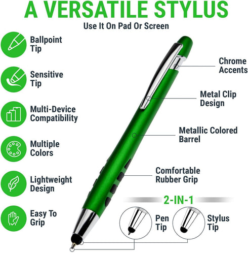 Stylus Pen for Touch Screens & Ballpoint Writing - 2 in 1 with Sensitive Stylus Tip, Compatible with Touch Screen
