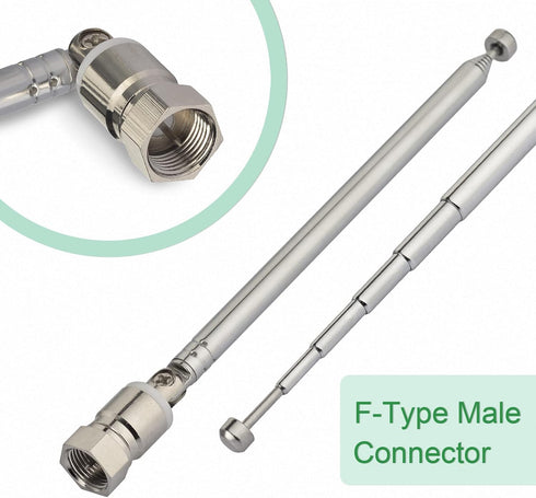 Superbat 75 FM Telescopic Antenna Kit Unbal F Type Connector DAB Radio Replacement Antenna for TV AM FM Radio Stereo