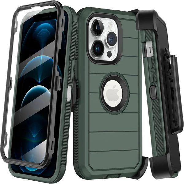 iPhone 12 Pro Max Case with Built-in Screen Protector, Heavy Duty Shockproof Drop Protection Military Grade