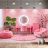 VeiVian 10X8ft Pink Vanity Backdrop Virtual Home Photography Background for Video Recording Live Video Zoom Calls Photo