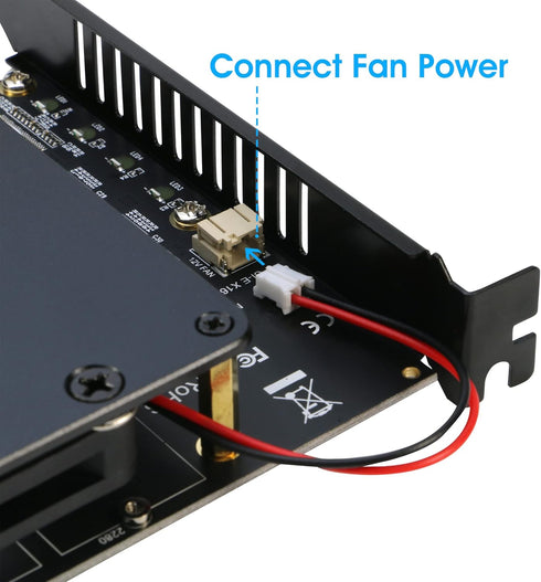 Quad NVMe PCIe Adapter, RIITOP 4 Ports M.2 NVMe SSD to PCI-e 4.0/3.0 x16 Card with Fan Support