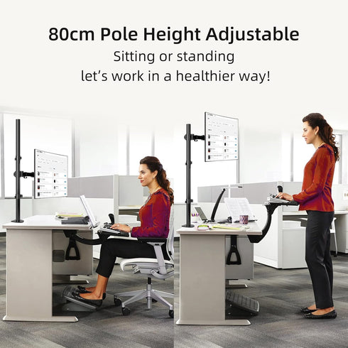 Suptek MD6821 Single Monitor Arm Desk Mount, Fully Adjustable for 1 Screen up to 32 inch, Extra Tall 31.5 inch Pole,