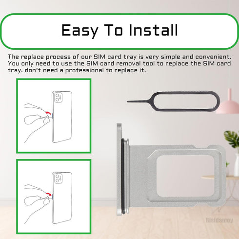 iPhone 11 Silver SIM Card Tray Holder Replacement Single SIM Version with Waterproof Rubber Ring Repair Tool Kit A2111