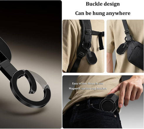 Growalleter 3-in-1 360 (1) Magnetic Suction Cup Phone Mount, Foldable & Rotatable MagLock Suction Mount with Hook