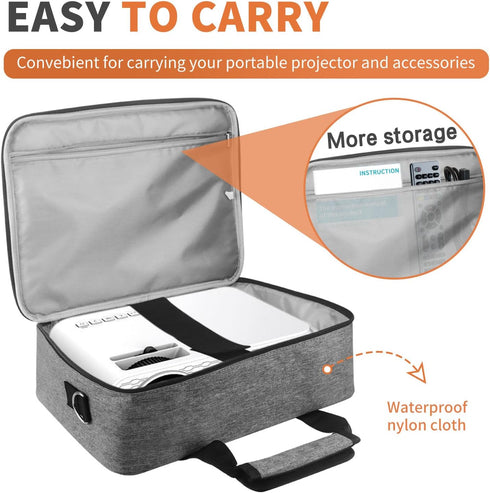 Grekos Projector Carrying Bag, Projector Carrying Case for Accessories, Portable Carrying Bag with Laptop Compartment