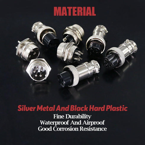 Hilitchi 40-Pieces 2 3 4 5 Pin 16mm Thread Male Female Panel Metal Aviation Wire Connector Assortment Kit