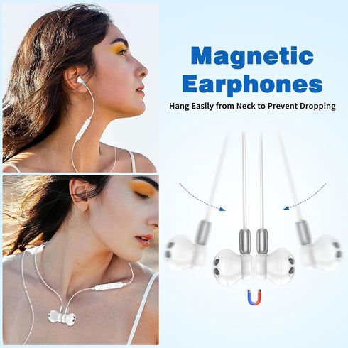 USB C Wired Headphones, HiFi Stereo Type C Earbuds with Microphone Volume Control for Samsung Galaxy S24, iPhone 15 Pro