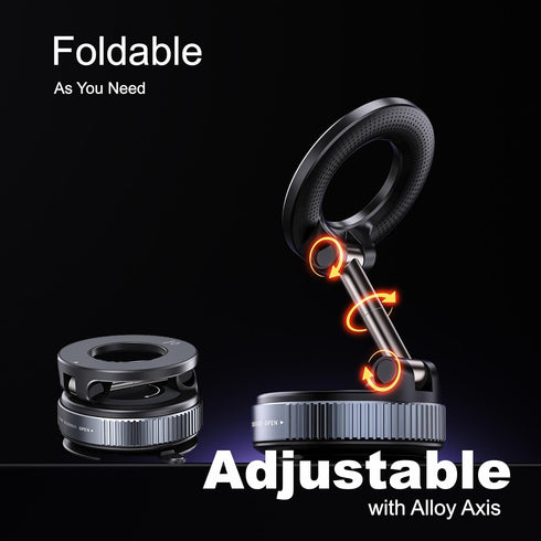 LnkXT Magnetic Phone Holder for Car,Vacuum Suction Cup Phone Mount,Magsafe Car Mount for iPhone, No Need Charge,Folding