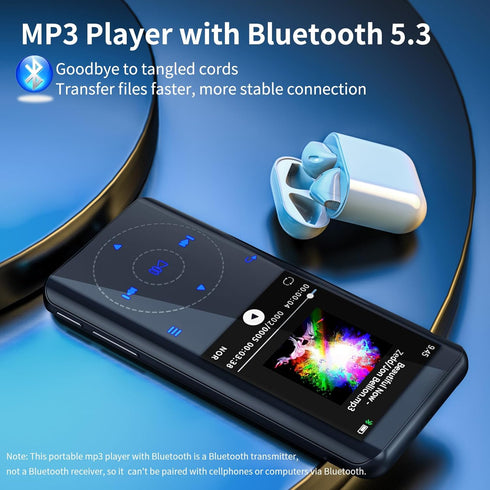 RUIZU 64GB MP3 Player with Bluetooth 5.3, 2.4-inch Curved Screen, Sport Music Player with FM Radio and Voice Recorder
