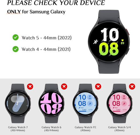 Goton Waterproof Case for Galaxy Watch 5 & 4 with Screen Protector 44mm, No Fog Tempered Glass Face Cover