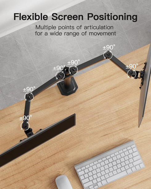 HUANUO Dual Monitor Mount for 2 Monitors up to 30 inches, Heavy Duty Stand with Adjustable Arm