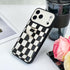 SOKAD 3D 17 Checkered Phone Case for iPhone Pro Max with Finger Strap Kickstand, Cute Checkerboard Design with Finger