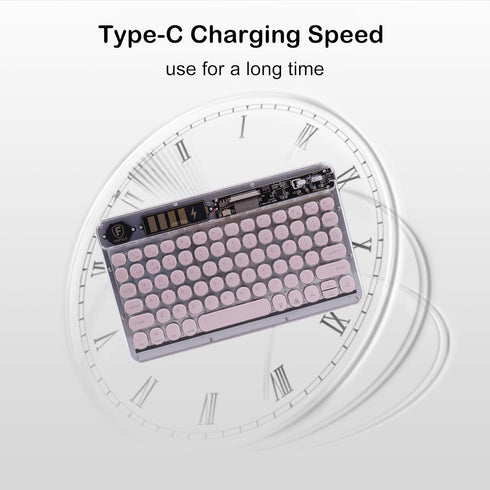 Wireless Bluetooth Keyboard for iPad, 10" Round Keys Mini Keyboard, Ultra-Slim Rechargeable for iPad (Light Pink)